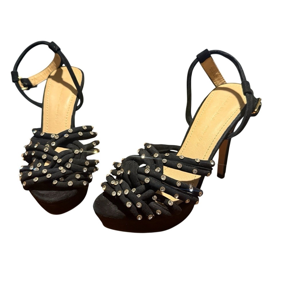 Prom Formal Date Night Zara‎ Strappy Stiletto Women's 6.5 Black Peep Toe